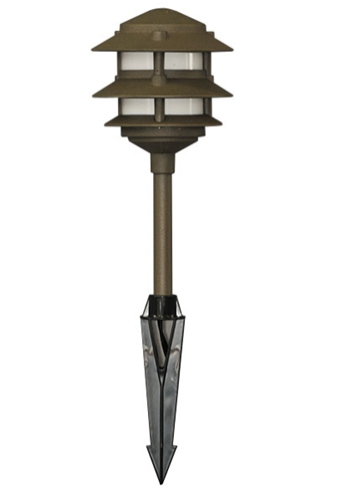 Orbit L2030-BR-C-CW Led Outdoor 3-tier Pagoda Clear Lens Cast Aluminum, Wattage 2w, Voltage 12V, Color Temperature 4700K, Bronze Finish