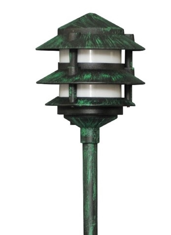 Orbit L2030B-C-VG-WW Led Three Tier Low-Voltage Pagoda Clear Lens Light Cast Aluminum, Wattage 3w, Voltage 12V, Color Temperature 3000K, Verde Green Finish