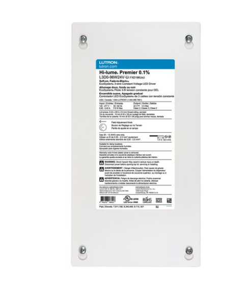 Lutron L3D0-96W24V-U Hi-Lume 0.1% Flicker-Free LED Voltage Driver, EcoSystem or 3-Wire Control, 24V DC Dimming Driver