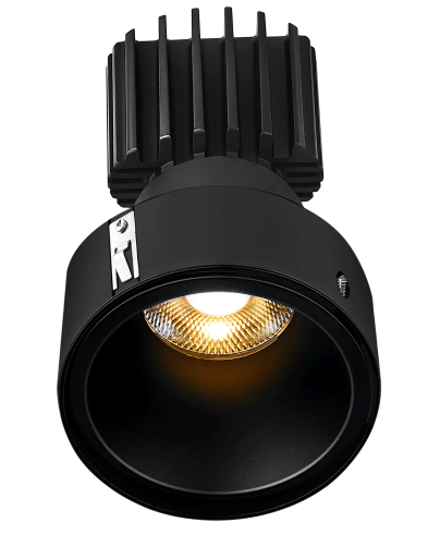 Lotus LED Lights L3F-RRF-BK-LB24-1895 Tangra 3" Round Deep Regressed Fixed Downlight – 5CCT Selectable (2700K–5000K), 24° Beam, Black Trim, Black Lens, CRI98