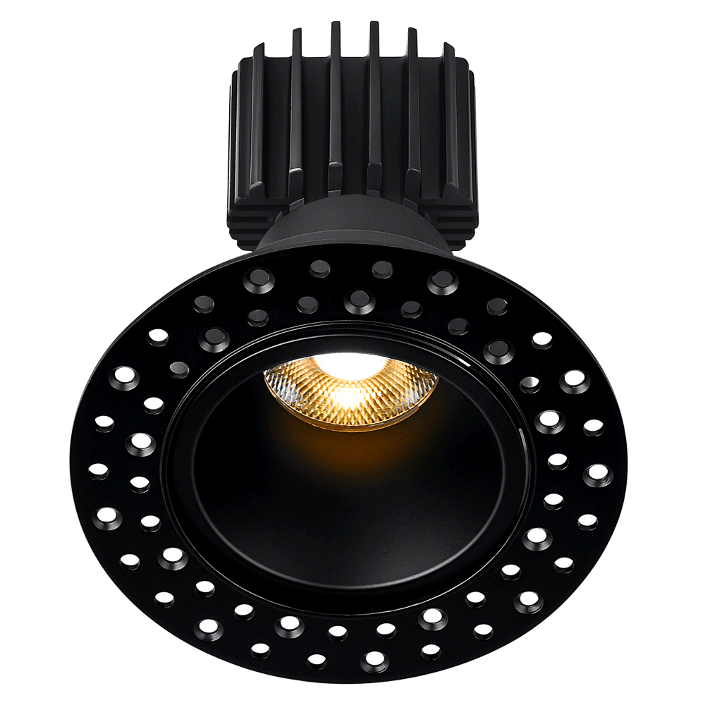 Lotus LED Lights L3F-RDI-BK-RS20-5C98 Tangra 3″ Round Adjustable Recessed Downlight – 5CCT – 20° Beam – Black Trim – Semi Frosted Glass Reflector – CRI 98