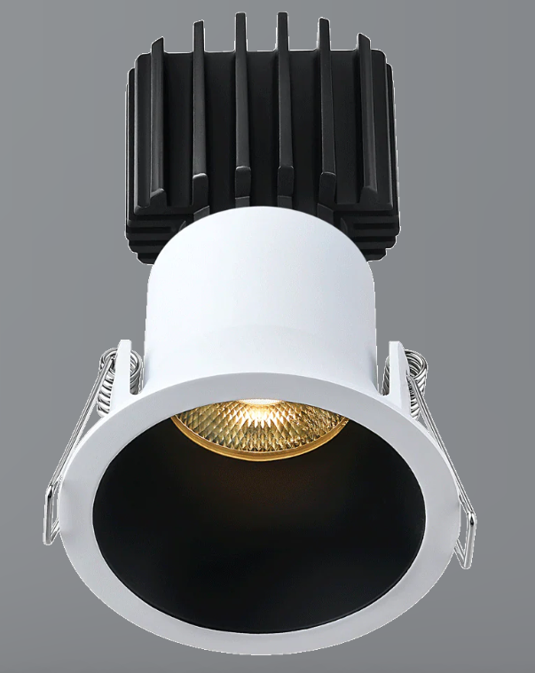 Lotus LED Lights L3F-RDT-WB-RC20-1895 Tangra 3″ Fixed Round Deep Regressed Downlight – 20° Beam – Dim-to-Warm (3000K→1800K) – White/Black Duo Trim – Clear Glass Reflector – CRI 95