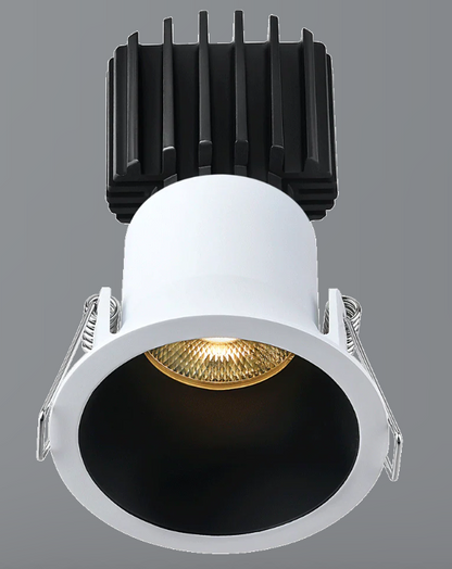 Lotus LED Lights L3F-RDT-WB-RC20-1895 Tangra 3″ Fixed Round Deep Regressed Downlight – 20° Beam – Dim-to-Warm (3000K→1800K) – White/Black Duo Trim – Clear Glass Reflector – CRI 95