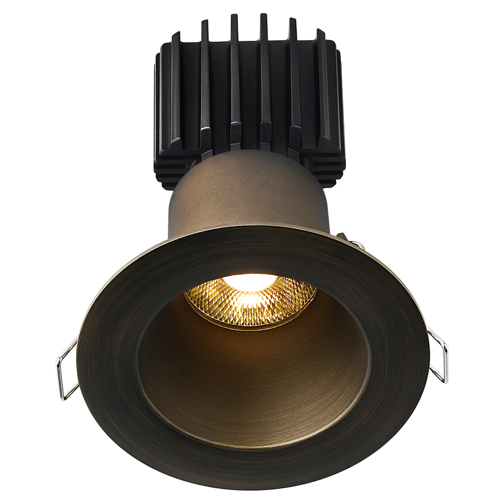 Lotus LED Lights L3F-RDW-BR-RF50-3K98 Tangra 3″ Round Flush Downlight – CCT 3000K – 50° Beam – Bronze Trim – Frosted Glass Reflector – CRI 98