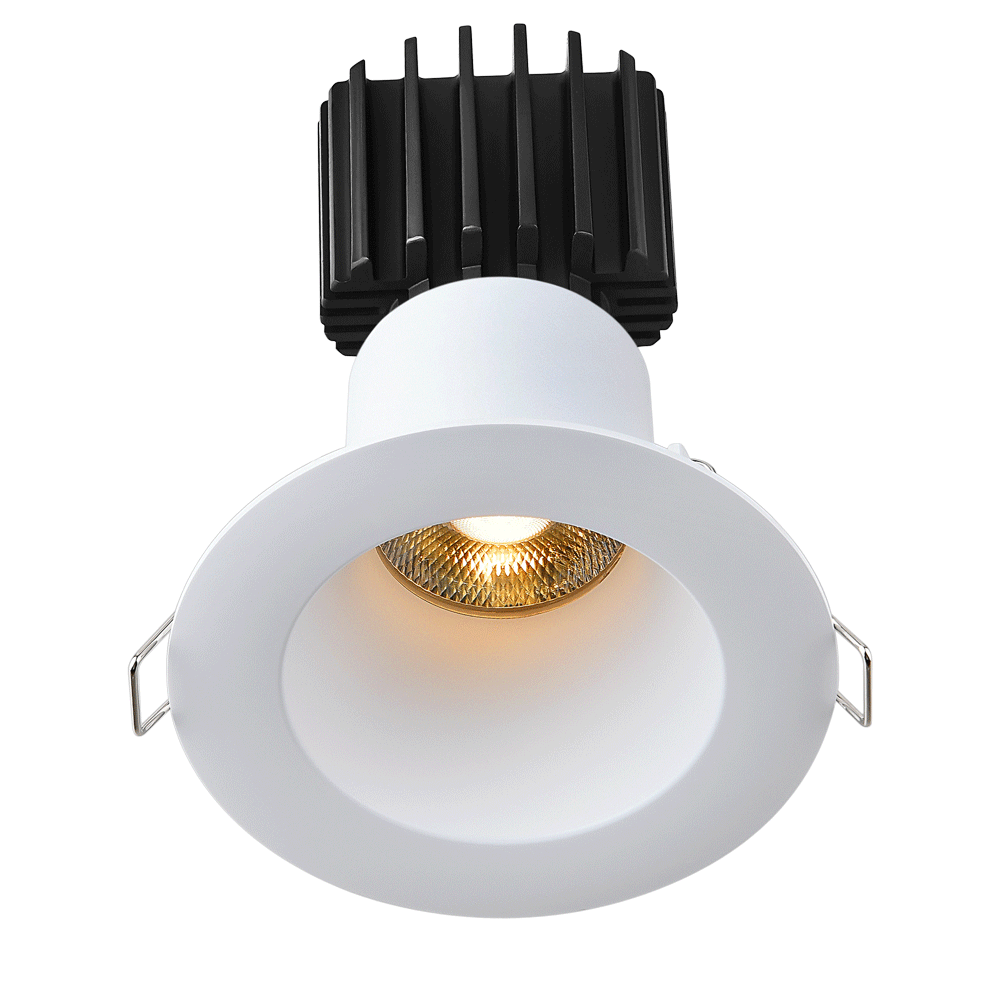 Lotus LED Lights L3F-RDW-WH-RC36-3K98 Tangra 3″ Round Flush Downlight – CCT 3000K – 36° Beam – White Trim – Clear Glass Reflector – CRI 98