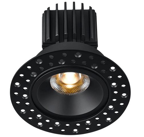 Lotus LED Lights L3F-RRI-BK-RF50-3K98 Tangra 3 Inch Fixed Round Recessed Invisible Black Trim Reflector Frosted glass 50° 30K CRI98