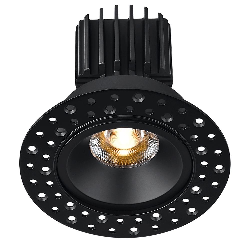 Lotus LED Lights L3F-RRI-BK-LB36-5C95 Tangra 3" Fixed Round Recessed Invisible Black Trim Lens  – 36° Beam – 5CCT – Black Lens Reflector – CRI 95