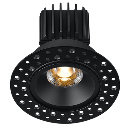 Lotus LED Lights L3F-RRI-BK-LB36-5C95 Tangra 3" Fixed Round Recessed Invisible Black Trim Lens  – 36° Beam – 5CCT – Black Lens Reflector – CRI 95