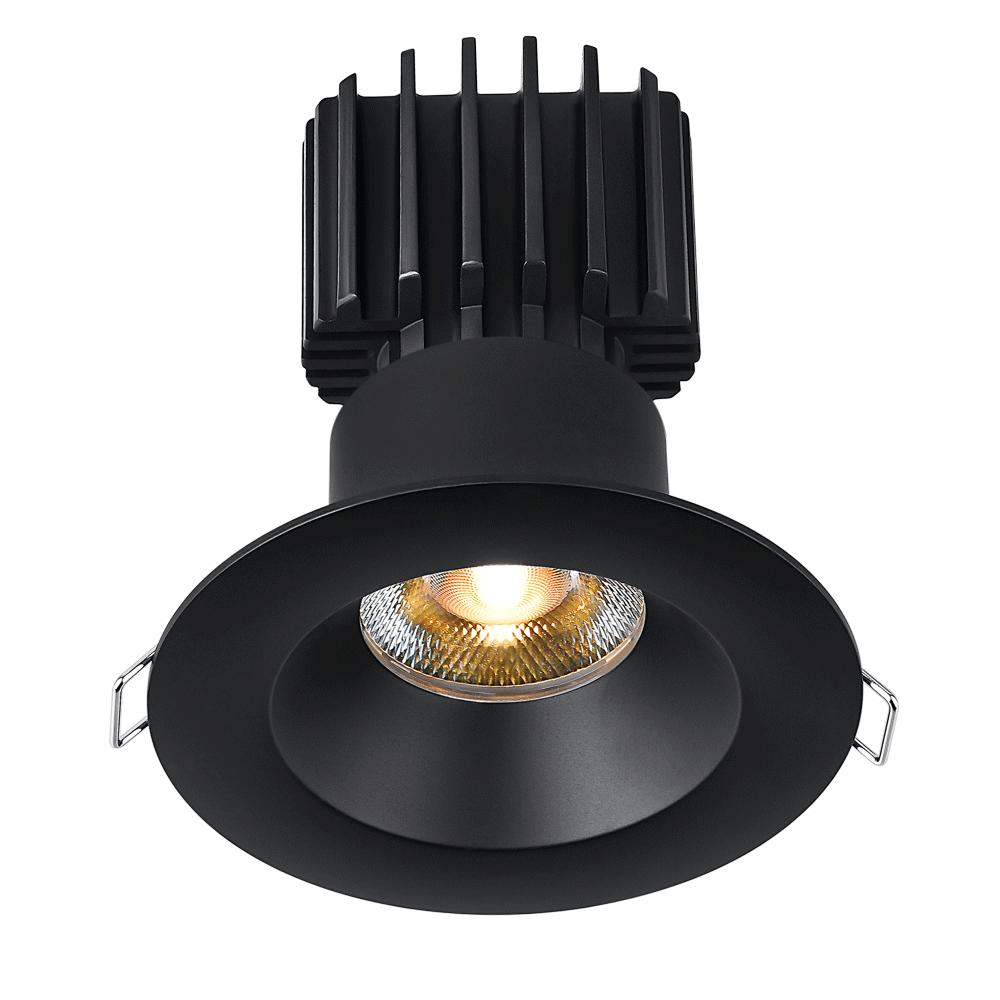 Lotus LED Lights L3F-RRW-BK-RS20-1895 3" Tangra Fixed Round Recessed Wide Trim - Color Temperature: 3000K-1800K - Reflector with Semi Frosted Glass - Beam Angle: 20° - Finish: Black
