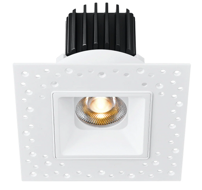 Lotus LED Lights L3F-SRI-WH-LW24-3K95 Tangra 3" Square Recessed Invisible Trim Downlight – CCT 3000K, 24° Beam, White Trim, White Lens Reflector, CRI95