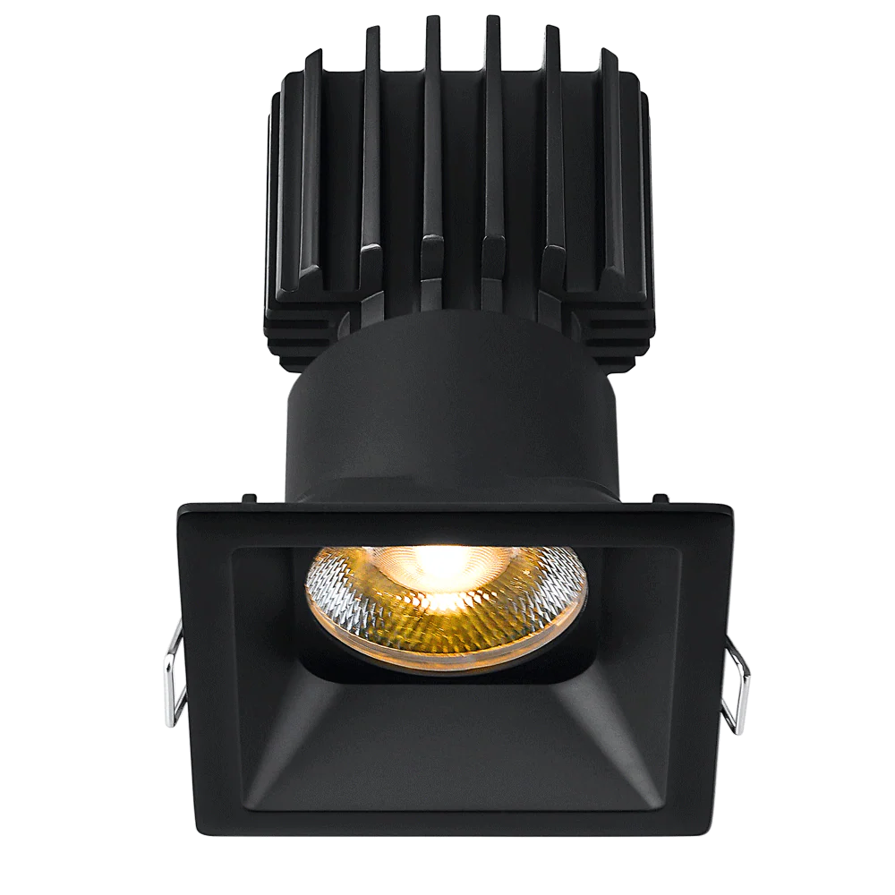 Lotus LED Lights L3F-SRT-BK-RF60-3K98 3" Tangra Fixed Square Recessed Thin Trim Downlight With Reflector Frosted Glass - Beam Angle: 60° - Color Temperature: 3000K - Finish: Black
