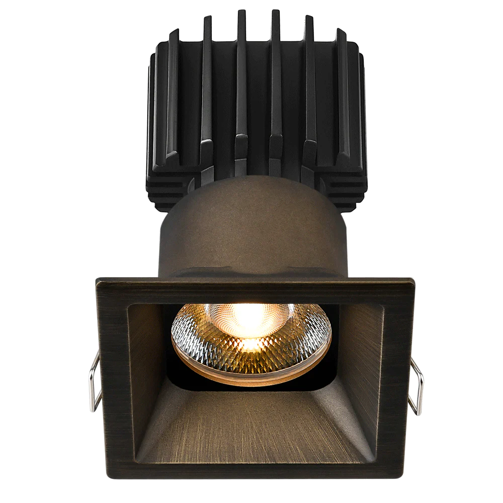 Lotus LED Lights L3F-SRT-BR-RF60-3K95 3" Tangra Fixed Square Recessed Thin Trim Downlight With Reflector Frosted Glass - Color Temperature: 3000K - Finish: Bronze