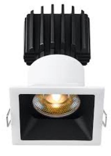 Lotus LED Lights L3F-SRT-WB-LB50-5C95 Tangra 3" Square Recessed Trim Downlight – 5CCT Selectable (2700K–5000K), 50° Beam, White-Black Duo Trim, Black Lens Reflector, CRI95