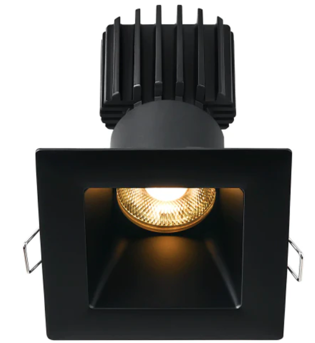 Lotus LED Lights L3F-SRW-BK-LB50-4C90 Tangra 3" Square Recessed LED 11W/15W 4CCT Dim to Warm 50° Black Trim, Black Lens