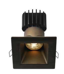 Lotus LED Lights L3F-SRW-BR-LB36-1895 Tangra 3" Square Recessed Wide Trim Downlight – Dim-to-Warm (3000K–1800K), 36° Beam, Bronze Trim, Black Lens Reflector, CRI95