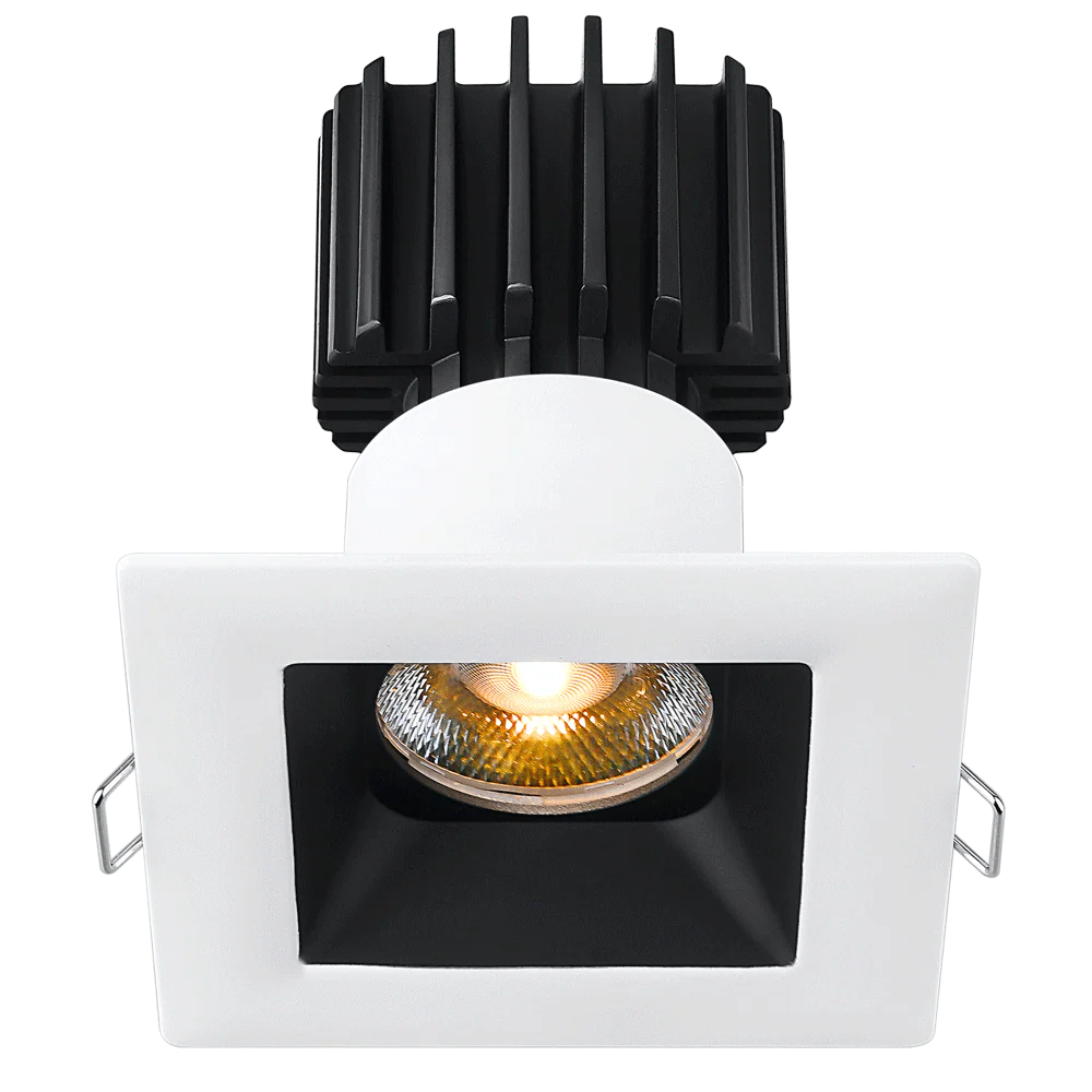 Lotus LED Lights L3F-SRW-WB-RF60-5C95 3" Tangra Fixed Square Recessed Wide Duo Trim With Reflector Frosted Glass - Beam Angle: 60° -  Finish: White And Black