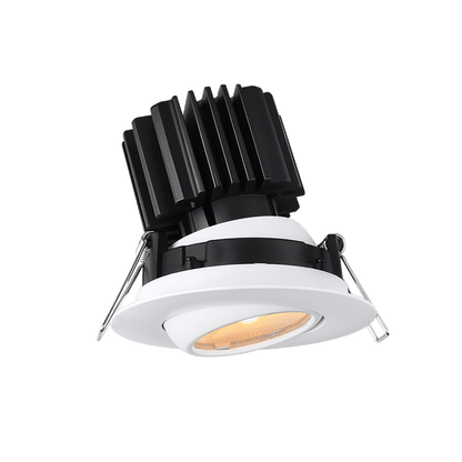 Lotus LED Lights L3G-RFW-WH-RC20-1895 Tangra 3" Gimbal Round Flat Wide Trim - DTW 3000K to 1800K -  20° Beam - White Trim W/ Reflector Clear glass - CRI95