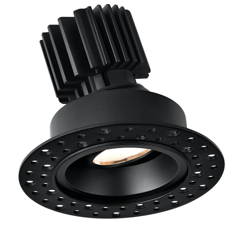 Lotus LED Lights L3G-RIT-BK Tangra 3" Gimbal Round Recessed Invisible White Trim, Black Finish