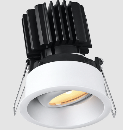Lotus LED Lights L3G-RRT-AZ-LW24-1895 Tangra 3" Gimbal Round Recessed Thin Trim – Dim-to-Warm (3000K–1800K) – 24° Beam – Alzak Trim – White Lens Reflector – CRI95