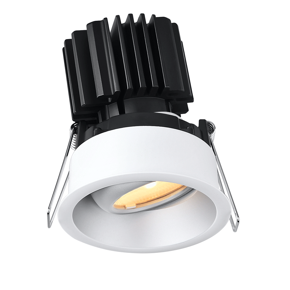 Lotus LED Lights L3G-RRT-AZ-LW36-5C98 Tangra 3" Gimbal Round Recessed Thin Trim - 5CCT - 36° Beam - Alzak Trim - White Lens Reflector - CRI98