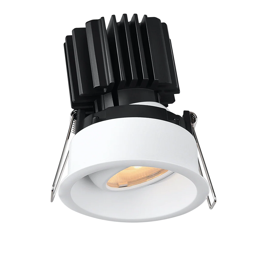 Lotus LED Lights L3G-RRT-WH-RF60-4C90 3" Tangra Gimbal Round Recessed Thin Trim Downlight With Reflector Frosted Glass - Beam Angle: 60° - Finish: White