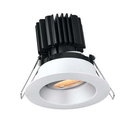 Lotus LED Lights L3G-RRW-AZ-LW24-1895 Tangra 3" Gimbal Round Recessed Wide Trim - CCT DTW 3000K to 1800K -  24° Beam - Alzak Trim - White Lens Reflector - CRI95