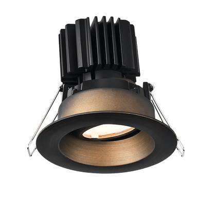 Lotus LED Lights L3G-RRW-BR-LB24-3K98 Tangra 3" Gimbal Round Recessed Wide Trim - CCT 3000K -  24° Beam - Bronze Trim, Black Lens Reflector - CRI98