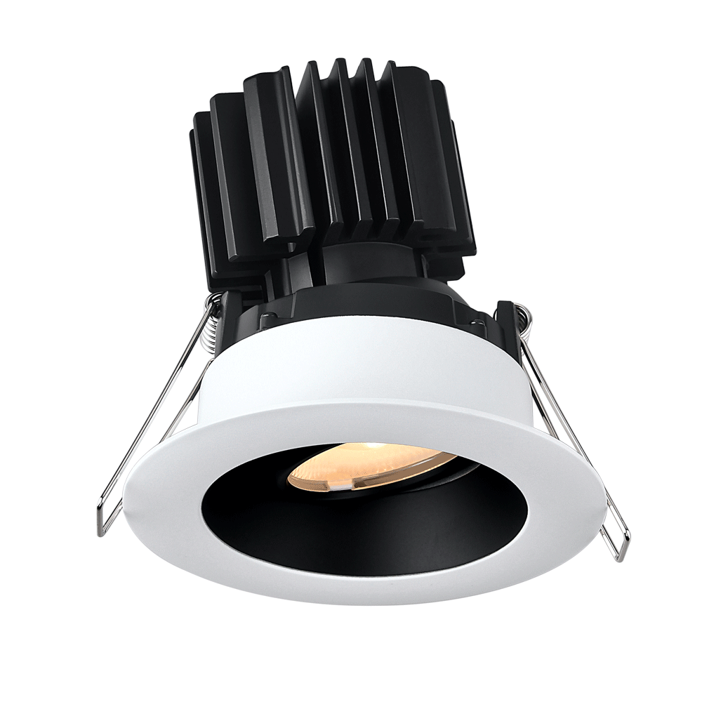 Lotus LED Lights L3G-RRW-WB-LB50-1895 Tangra 3" Gimbal Round Recessed Wide Trim - CCT DTW 3000K to 1800K -  50° Beam - White/Black Duo Trim - Black Lens Reflector - CRI95