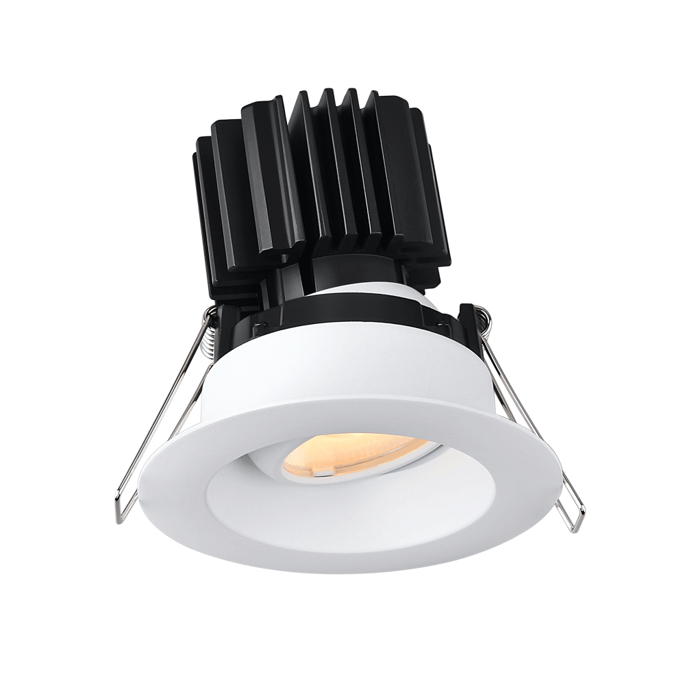 Lotus LED Lights L3G-RRW-WH-LW50-3K95 Tangra 3" Gimbal Round Recessed Wide Trim - CCT 3000K -  50° Beam - White Trim, Reflector W/ Lens White - CRI95
