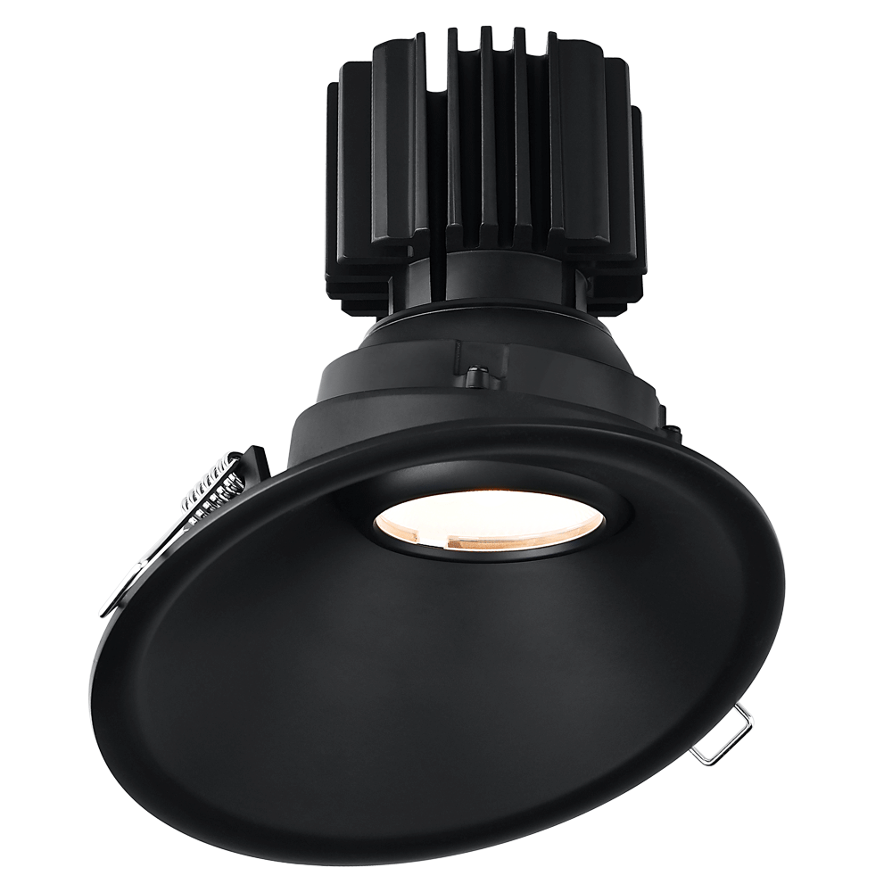 Lotus LED Lights L3G-RST-BK-RF60-1895 4" Tangra Gimbal Round Sloped Thin Trim - Color Temperature: 3000K-1800K - Reflector With Frosted Glass - Beam Angle: 60° - Finish: Black