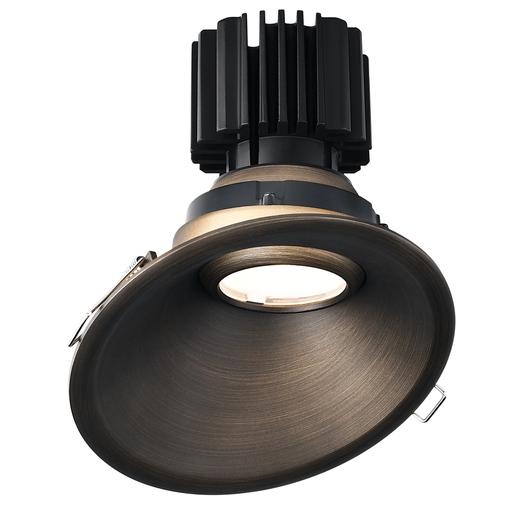Lotus LED Lights L3G-RST-BR-RF60-1895 4" Tangra Gimbal Round Sloped Thin Trim - Color Temperature: 3000K-1800K - Reflector With Frosted Glass - Beam Angle: 60° - Finish: Bronze