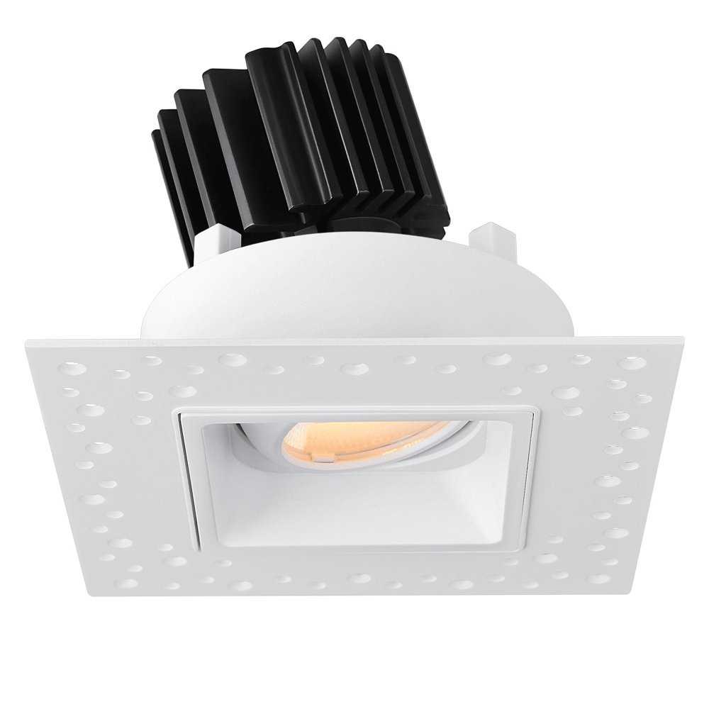 Lotus LED Lights L3G-SIT-WH-RF60-3K98 3" Tangra Gimbal Square Invisible Trim - Color Temperature: 3000K - Reflector With Frosted Glass - Beam Angle: 60° - Finish: White