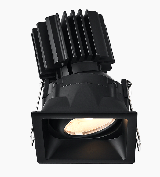 Lotus LED Lights L3G-SRT-BK-RC36-1895 Tangra 3 Inch Gimbal Square Recessed Thin Black Trim Reflector Clear glass 36° DTW 30K to 18K CRI95