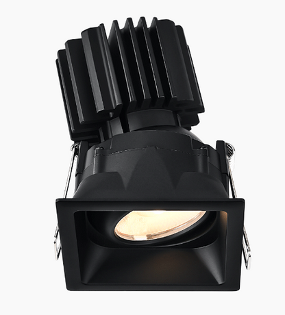 Lotus LED Lights L3G-SRT-BK-RC36-1895 Tangra 3 Inch Gimbal Square Recessed Thin Black Trim Reflector Clear glass 36° DTW 30K to 18K CRI95