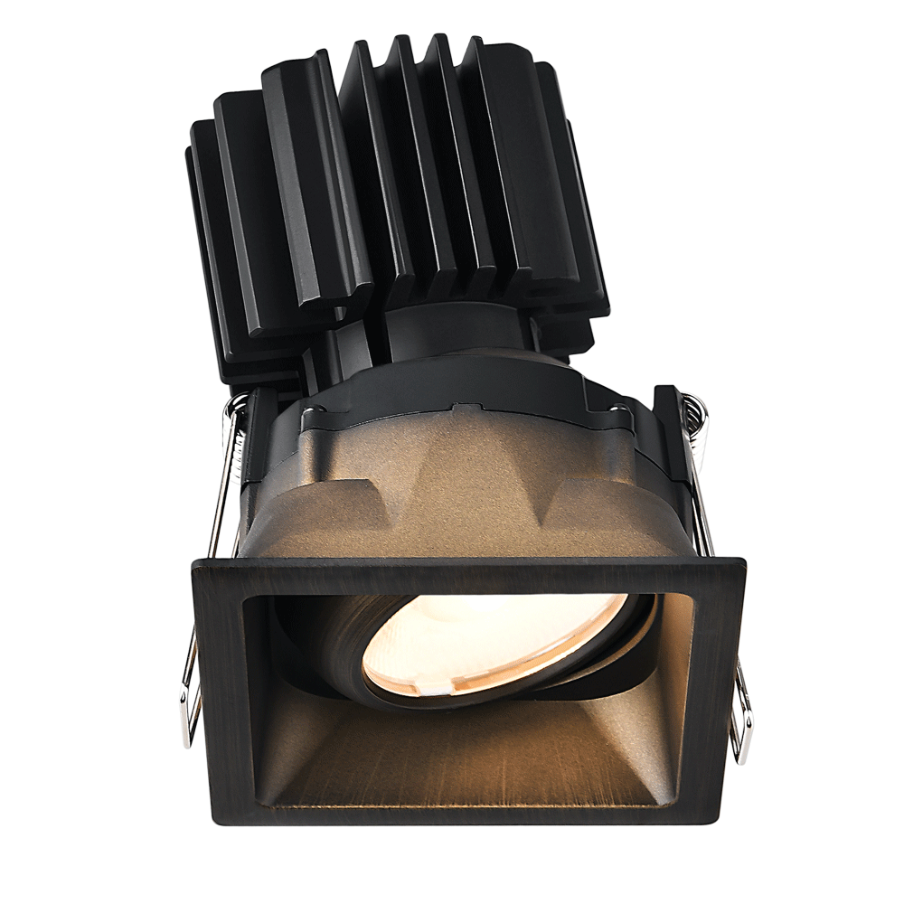 Lotus LED Lights L3G-SRT-BR-RF60-1895 3" Tangra LED Gimbal Square Thin Trim - Color Temperature: Dim To Warm(3000K-1800K) - Reflector With Frosted Glass - Beam Angle: 60° - Finish: Bronze