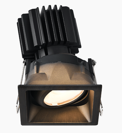 Lotus LED Lights L3G-SRT-BR-RF50-3K98 Tangra 3 Inch Gimbal Square Recessed Thin Bronze Trim Reflector Frosted glass 50° 30K CRI98