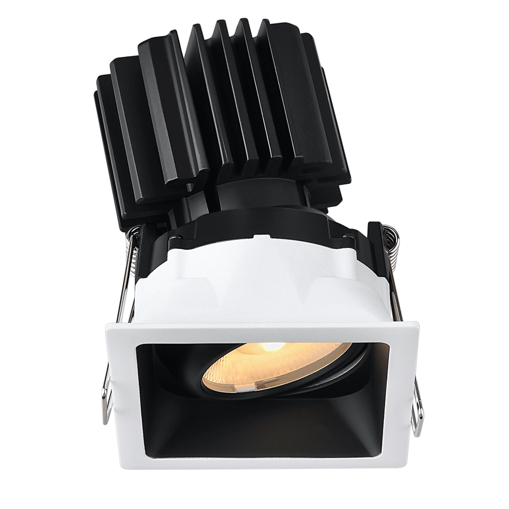 Lotus LED Lights L3G-SRT-WB-RF60-1895 3" Tangra LED Gimbal Square Thin Trim - Color Temperature: Dim To Warm(3000K-1800K) - Reflector With Frosted Glass - Beam Angle: 60° - Finish: White/Black