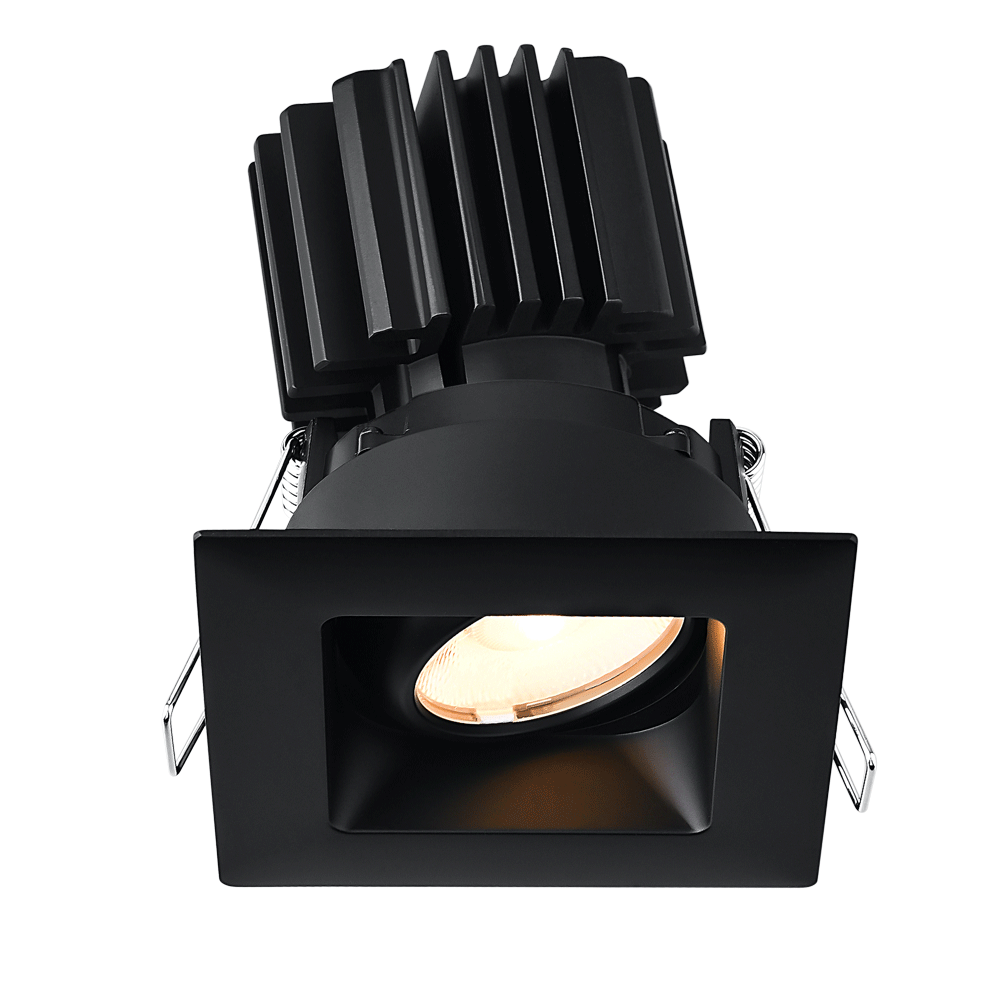 Lotus LED Lights L3G-SRW-BK-RF60-4C90 3" Tangra LED Gimbal Square Wide Trim - Color Temperature: 4CCT + Dim To Warm - Reflector With Frosted Glass - Beam Angle: 60° - Finish: Black