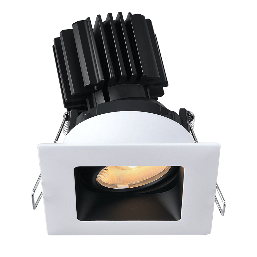 Lotus LED Lights L3G-SRW-WB-RF60-4C90 3" Tangra LED Gimbal Square Wide Trim - Color Temperature: 4CCT + Dim To Warm - Reflector With Frosted Glass - Beam Angle: 60° - Finish: White/Black