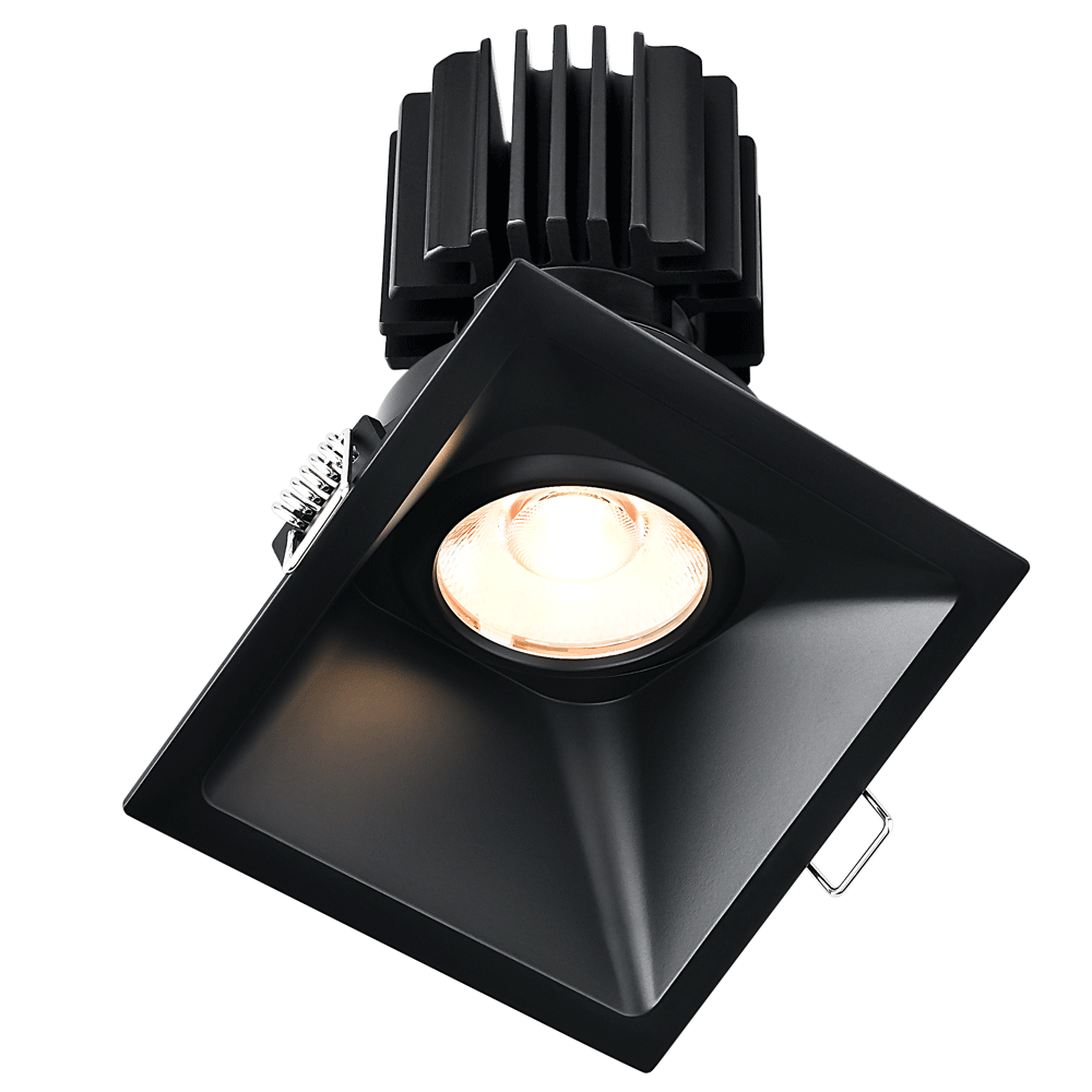 Lotus LED Lights L3G-SST-BK-RF60-5C98 4" Tangra Gimbal Square Sloped Thin Trim - Color Temperature: 5CCT - Reflector With Frosted Glass - Beam Angle: 60° - Finish: Black