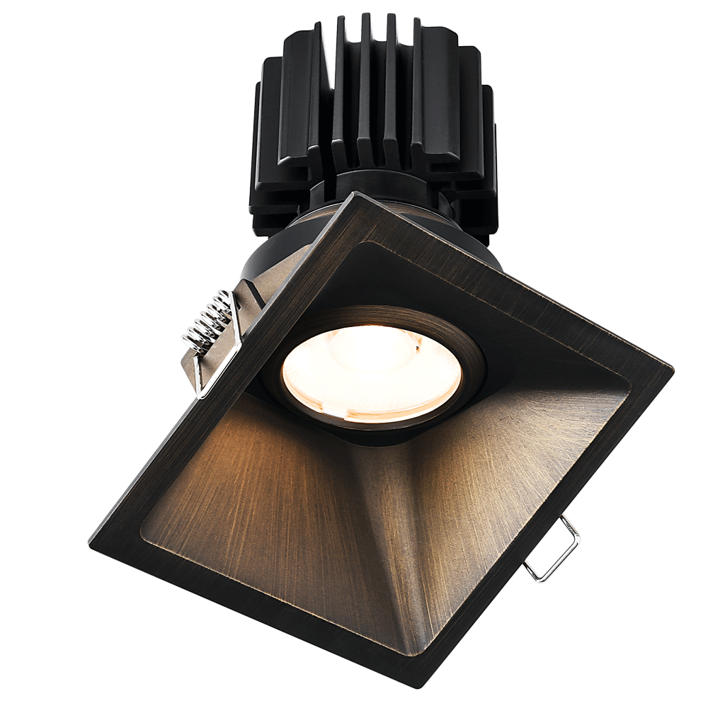Lotus LED Lights L3G-SST-BR-RF60-4C90 4" Tangra Gimbal Square Sloped Thin Trim - Color Temperature: 4CCT + Dim to Warm - Reflector With Frosted Glass - Beam Angle: 60° - Finish: Bronze