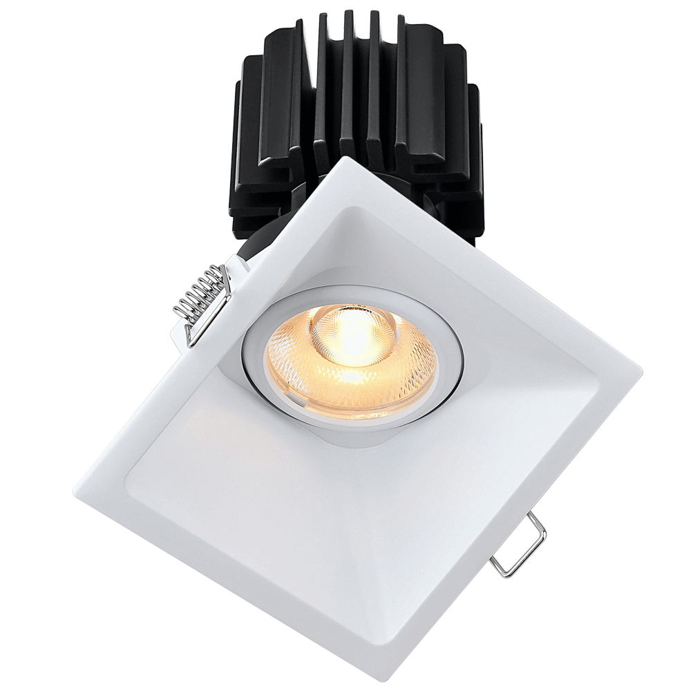 Lotus LED Lights L3G-SST-WH-RF60-4C90 4" Tangra Gimbal Square Sloped Thin Trim - Color Temperature: 4CCT + Dim to Warm - Reflector With Frosted Glass - Beam Angle: 60° - Finish: White