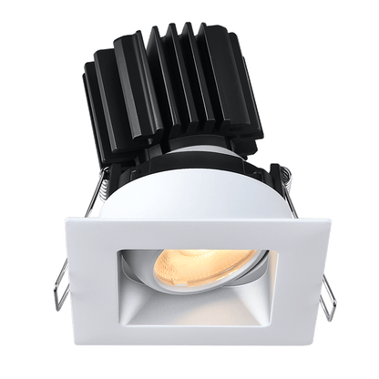 Lotus LED Lights L3G-SRW-AZ-LW50-1895 Tangra 3" Gimbal Square Recessed Wide Trim – Dim‑to‑Warm (3000K→1800K) – 50° Beam – Alzak Trim – White Lens Reflector – CRI95