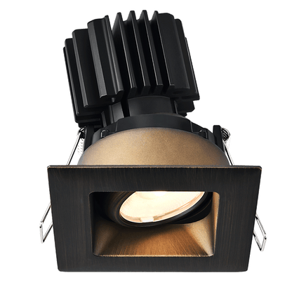 Lotus LED Lights L3G-SRW-BR-LB50-5C98 Tangra 3" Gimbal Square Recessed Wide Trim – 5CCT – 50° Beam – Bronze Trim – Black Lens Reflector – CRI98
