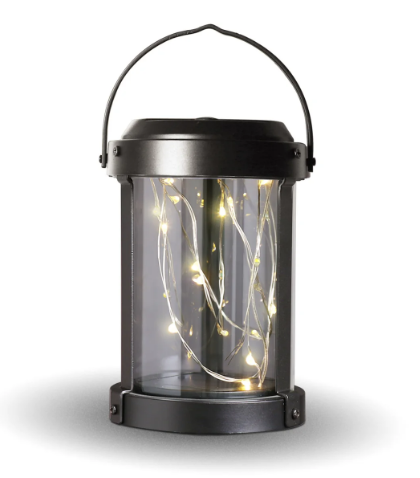 Feit Electric LAN4RND/FY/SOL/V1 4 in. Rechargeable Solar Powered Round Outdoor Fairy LED Lantern, Color Temperature 3000K, Black Finish 3 Pack