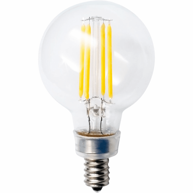 Cyber Tech Lighting LB60G16-D/WW/2PK 5.5W LED Clear G16 Filament Globe Dimmable E12 Base Light, CCT 2700K, 2-Pack