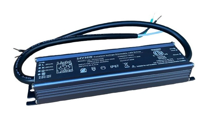 Lotus LED Lights LBL-DC24V30W-PLUG 24V 30W Class 2 Driver with Plug 120V Input Triac Dimmable ETL Wet