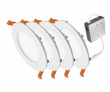 Cyber Tech Lighting LC10RT4-NCBX/CCT/4PK 4" 9W New Construction J-Box Slim Recess Disk 5CCT 4-Pack