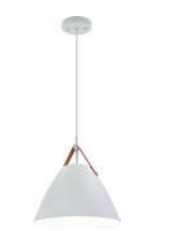 Westgate LCFN-MCT5-WH Nordic Design Pendant Light W/ Leather Strap, Integrated Multi Color Temperature, Lumens: 1400LM, White Finish