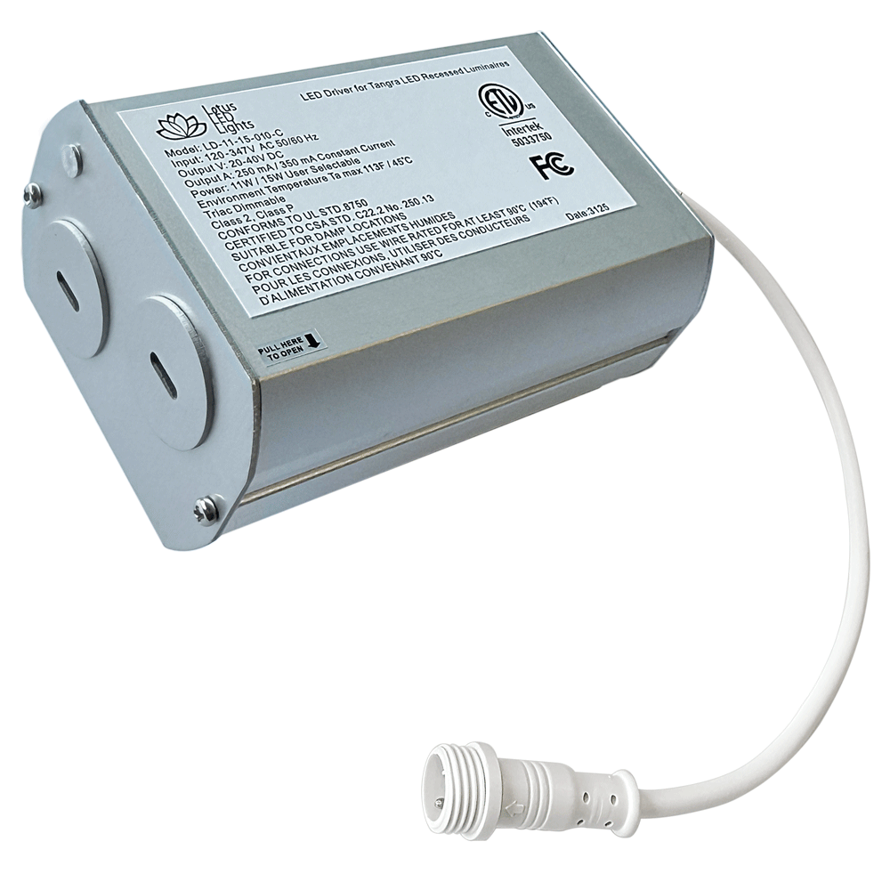 Lotus LED Lights LD-11-15-010-C-FP Full Price 0-10V Dimmable Driver for Tangra Fixtures - 11W-15W Selectable - Voltage: 120V-347V - with Commercial Connectors